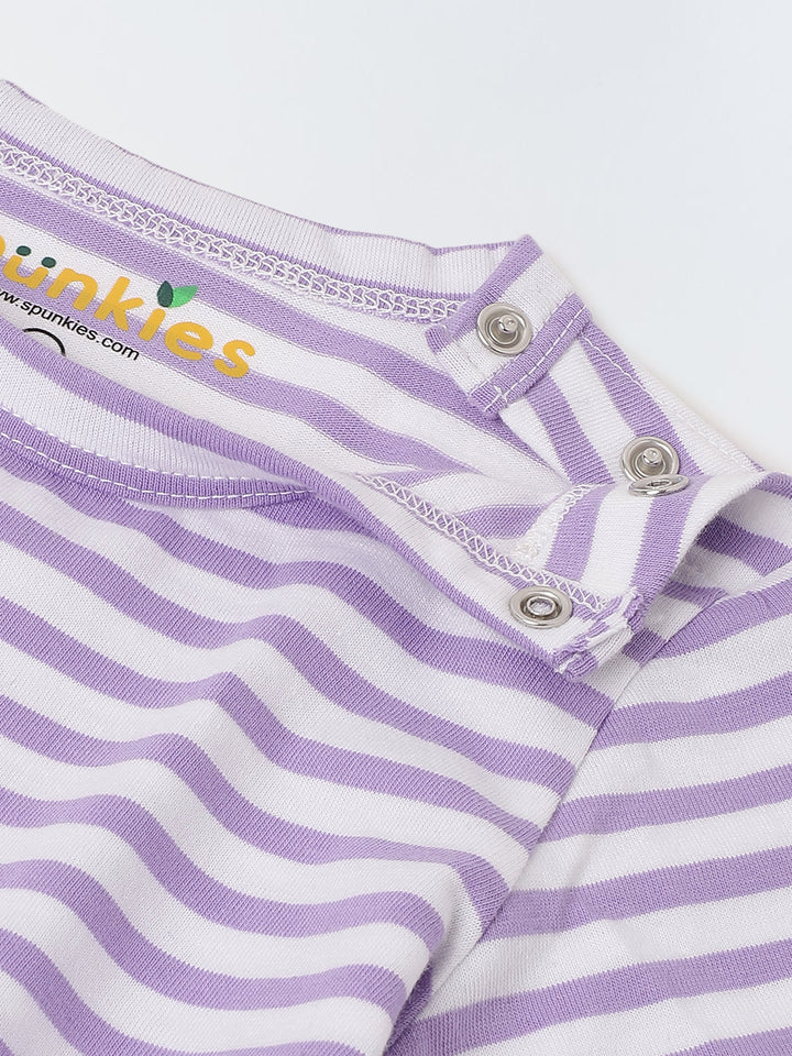 Infant White Stripe Cotton Round Neck Romper