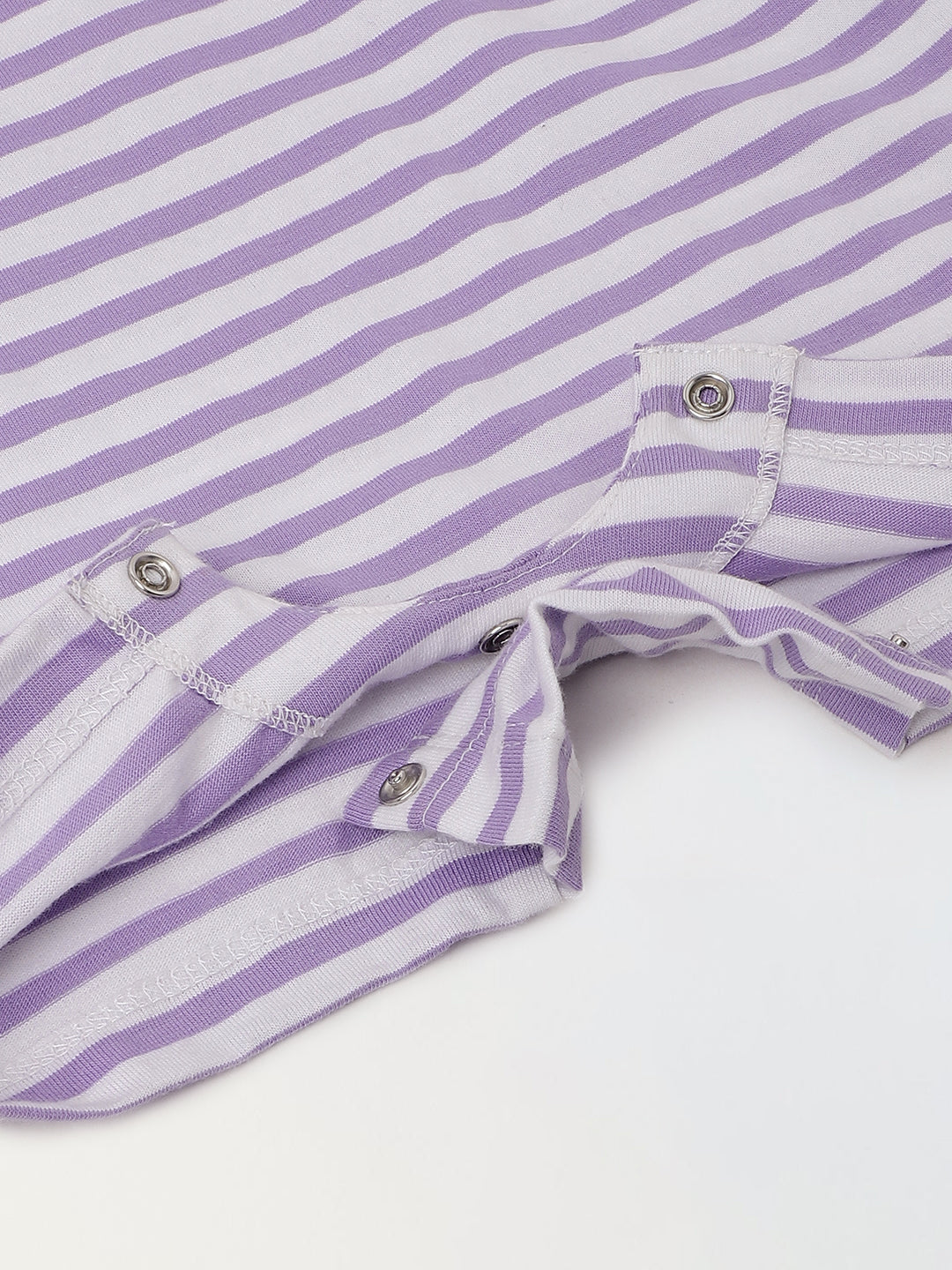 Infant White Stripe Cotton Round Neck Romper