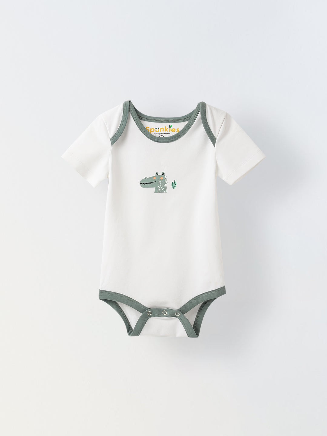 Infant Cotton White Half Sleeve Printed Romper