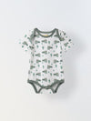 Infant Cotton White Half Sleeve Printed Romper