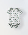 Infant Cotton White Half Sleeve Printed Romper