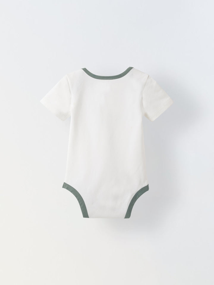 Infant Cotton White Half Sleeve Printed Romper