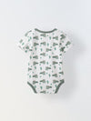 Infant Cotton White Half Sleeve Printed Romper