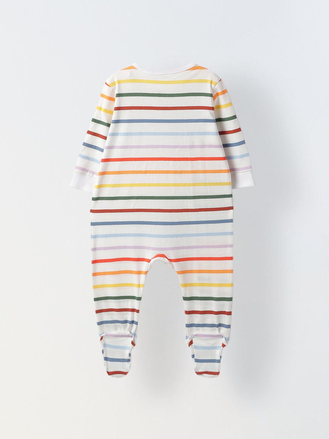 Infant Cotton White Full Body Striped Romper