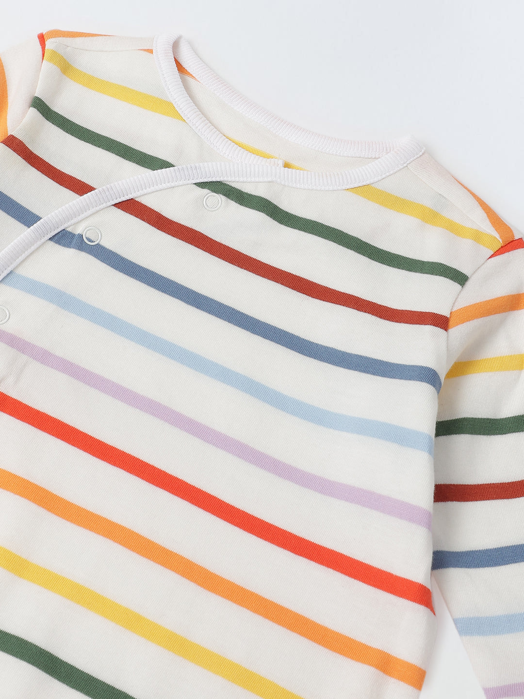 Infant Cotton White Full Body Striped Romper