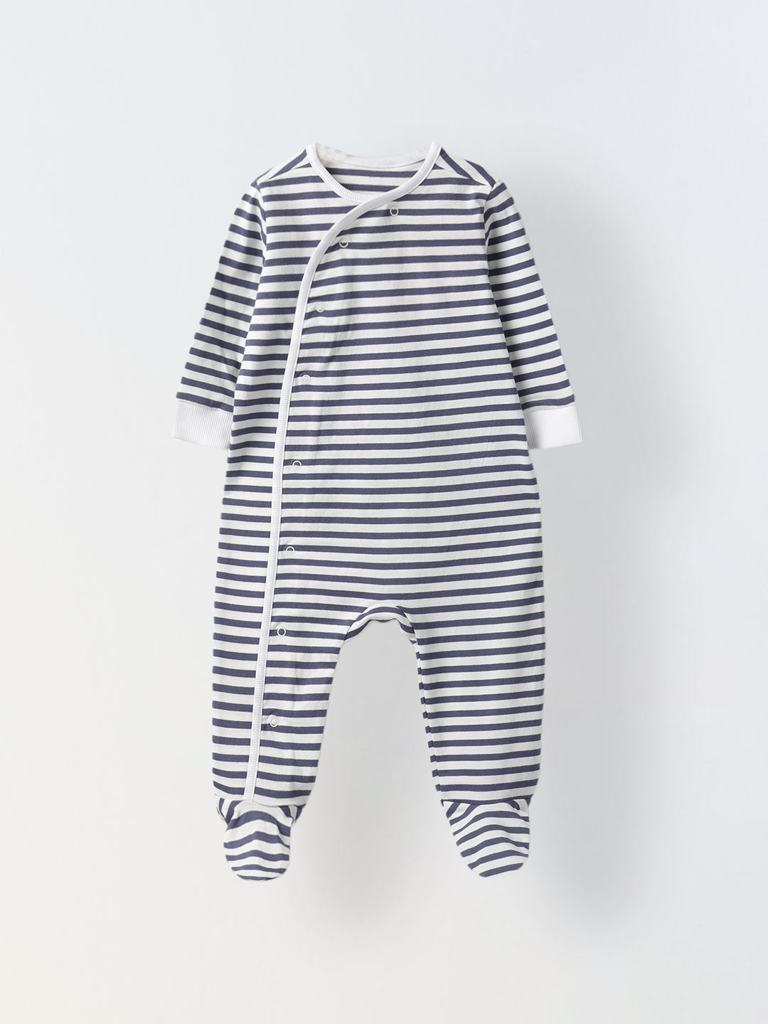Pack of 2 Infant Cotton White/Green Striped  Full Body Rompers