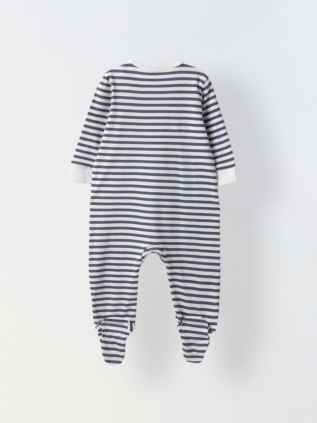 Infant Cotton White Full Body Striped Romper