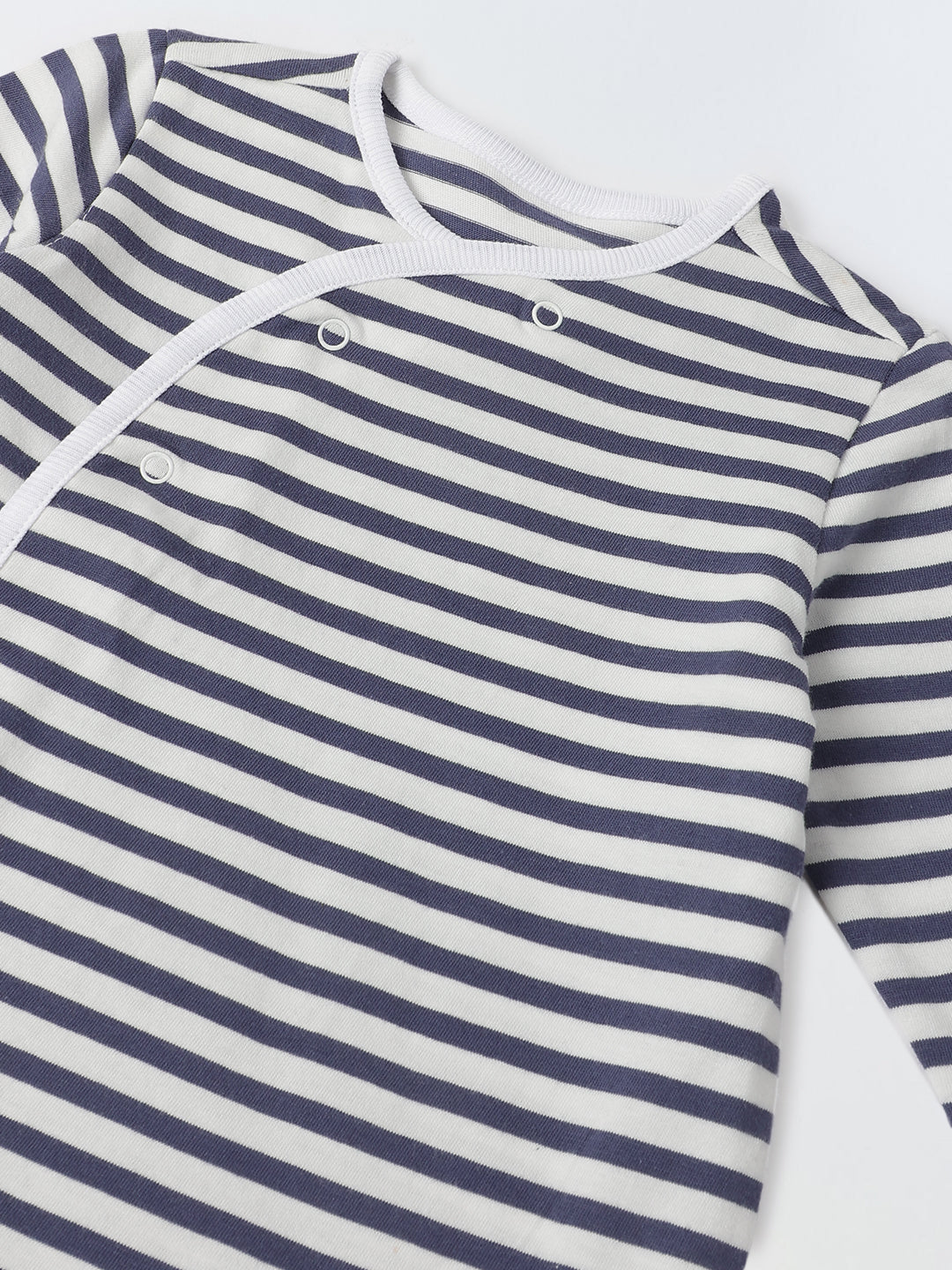 Pack of 2 Infant Cotton White/Green Striped  Full Body Rompers