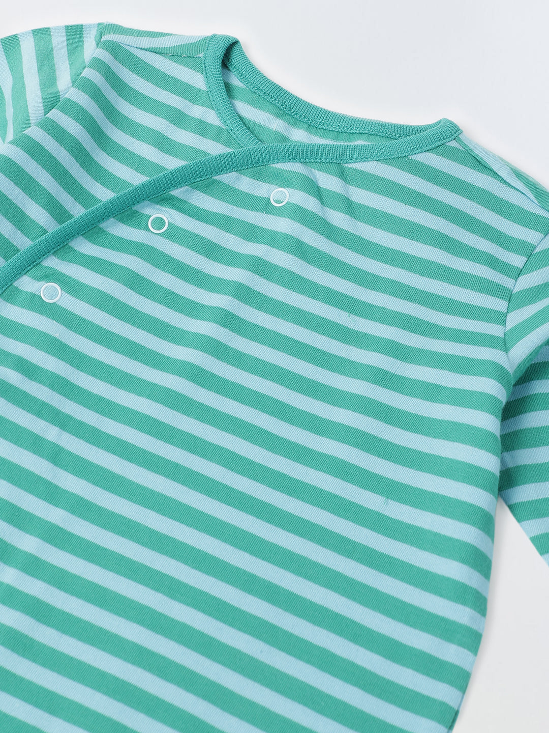 Pack of 2 Infant Cotton White/Green Striped  Full Body Rompers