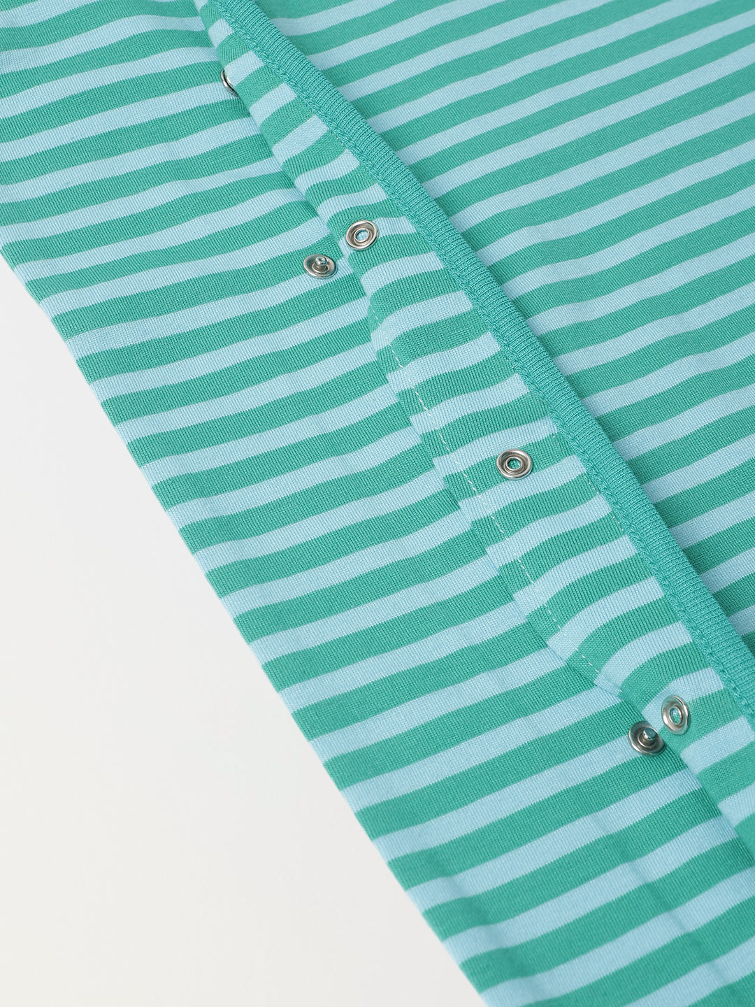 Pack of 2 Infant Cotton White/Green Striped  Full Body Rompers