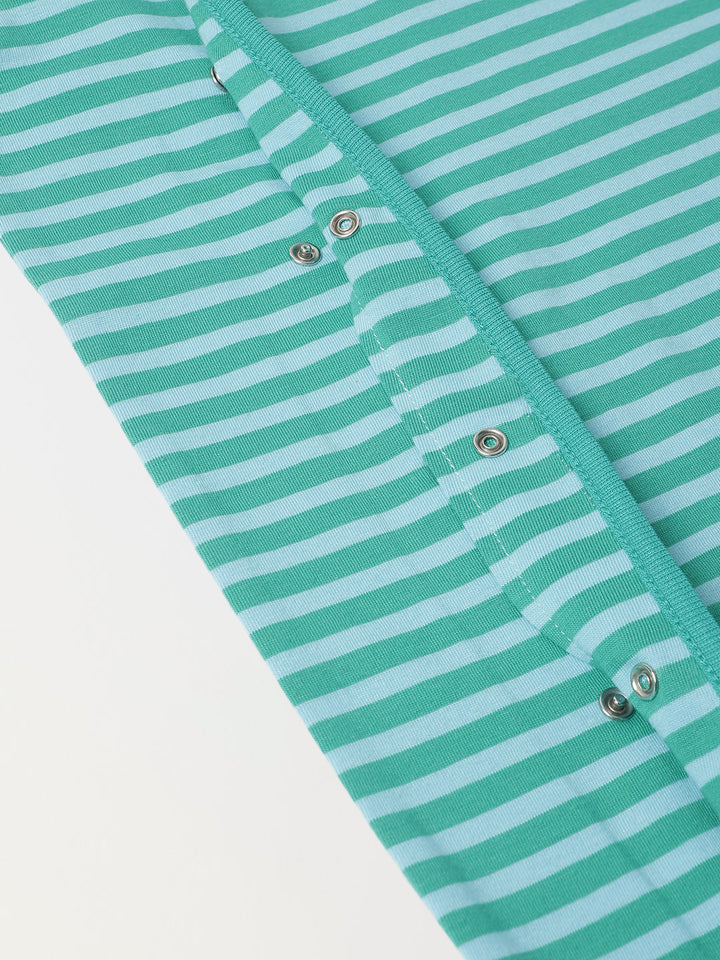 Pack of 2 Infant Cotton White/Green Striped  Full Body Rompers