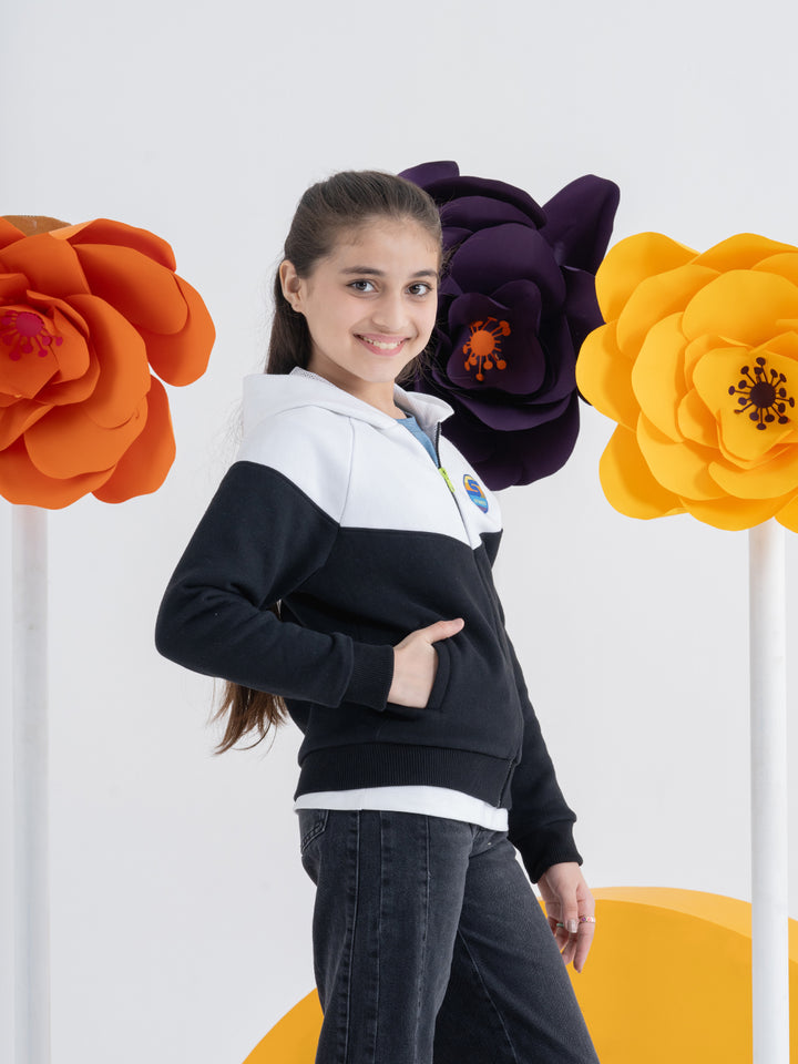 Unisex Color-Blocked Black And White Jacket