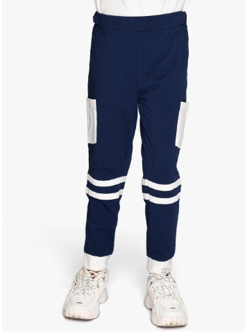 Boys Navy Blue Solid Organic Cotton Joggers