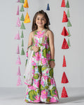 Girls Floral print kurta and sharara set with dupatta