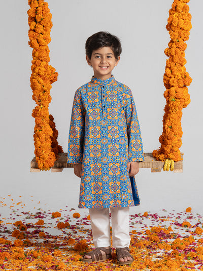 Vibrant Multi-Colored Kurta Set For Boys