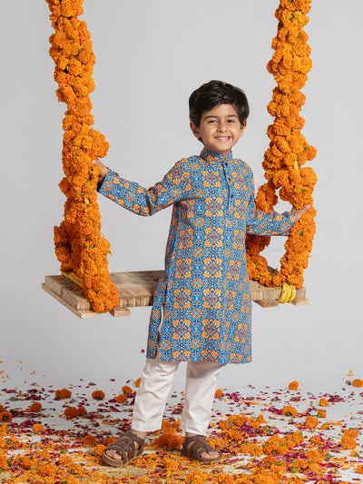 Vibrant Multi-Colored Kurta Set For Boys