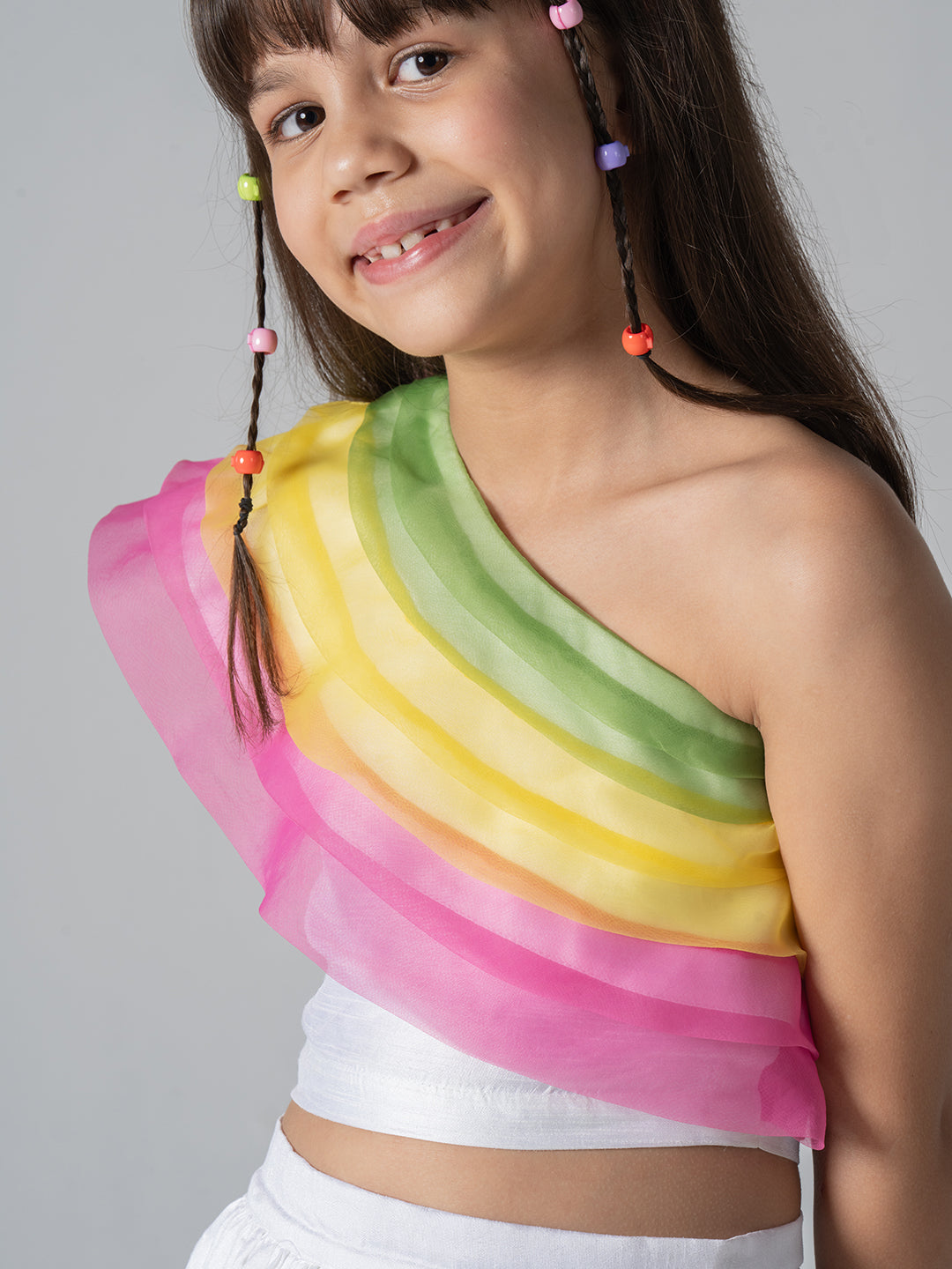 Shop One-Shoulder Top with Placenta Print Skirt for Girls – Spunkies