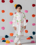 Printed White Kurta Set For Boys