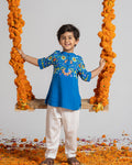 Blue Printed Kurta Set for Boys
