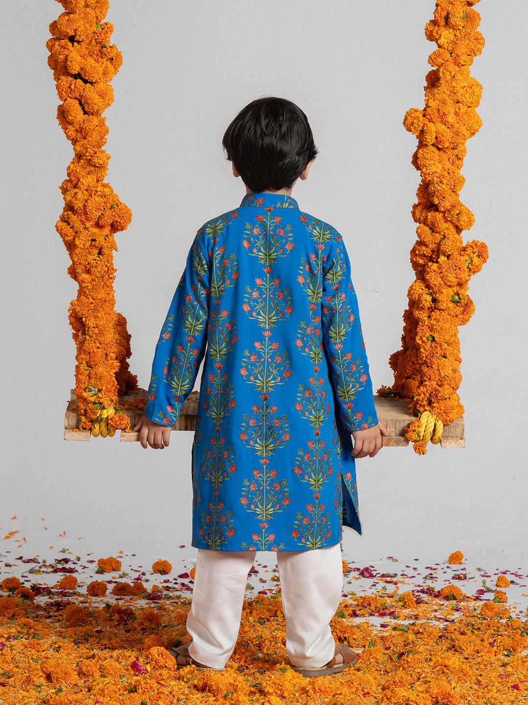 Boys Blue Printed Kurta Sets