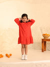 Red Eyelet Lace Ruffle Dress-Girls