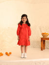 Red Eyelet Lace Ruffle Dress-Girls