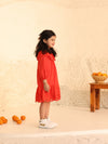 Red Eyelet Lace Ruffle Dress-Girls