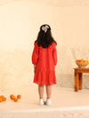 Red Eyelet Lace Ruffle Dress-Girls