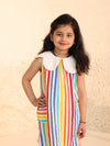 Striped Sleeveless Dress with Peter Pan Collar