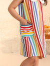 Striped Sleeveless Dress with Peter Pan Collar