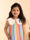 Striped Sleeveless Dress with Peter Pan Collar