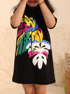 Shirt Polo Dress with Tropical Print