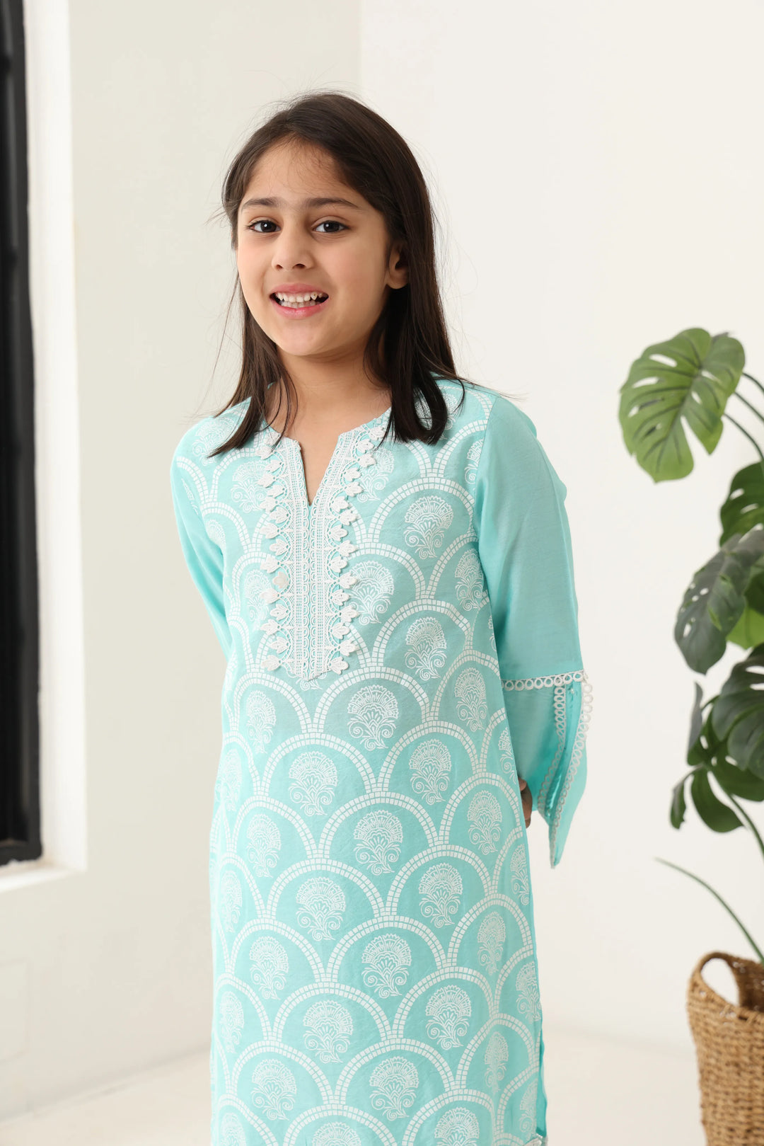 Girls Aqua Long Sleeve Kids Set