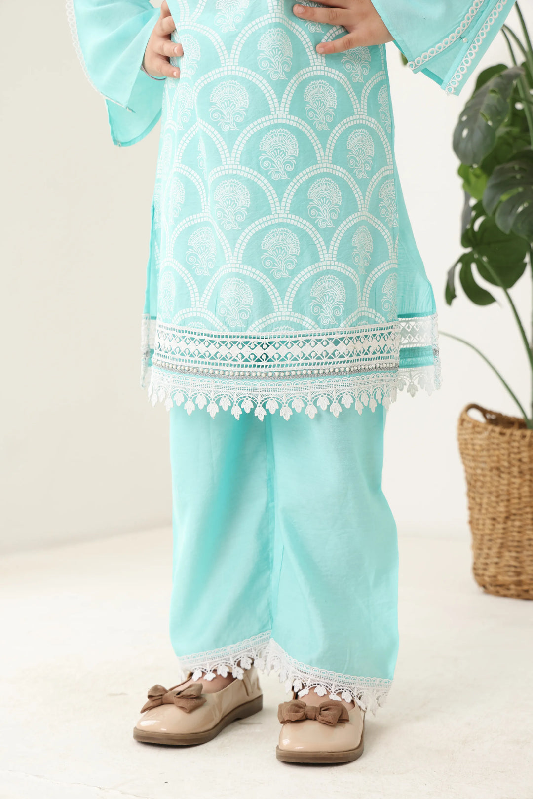 Girls Aqua Long Sleeve Kids Set