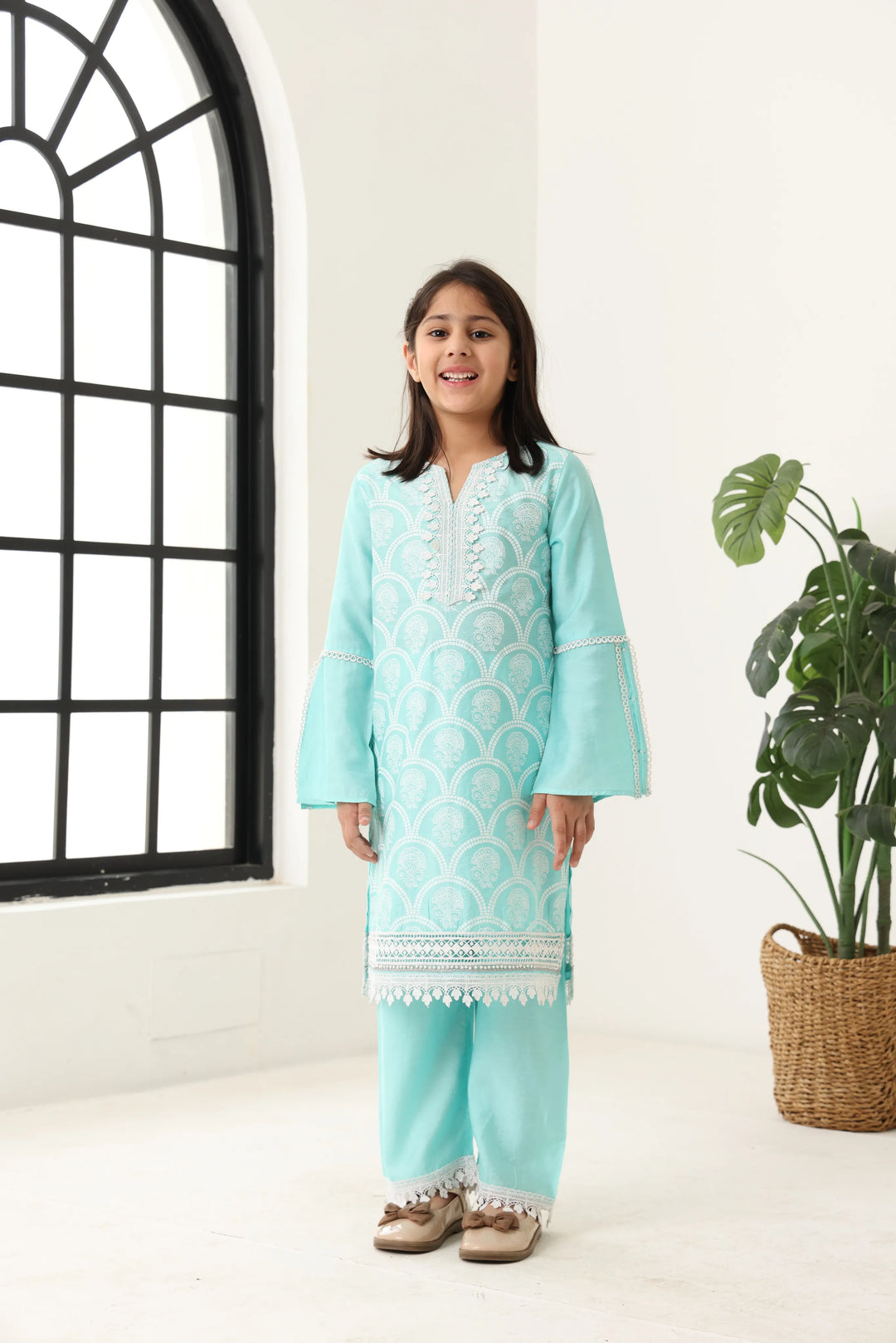 Girls Aqua Long Sleeve Kids Set