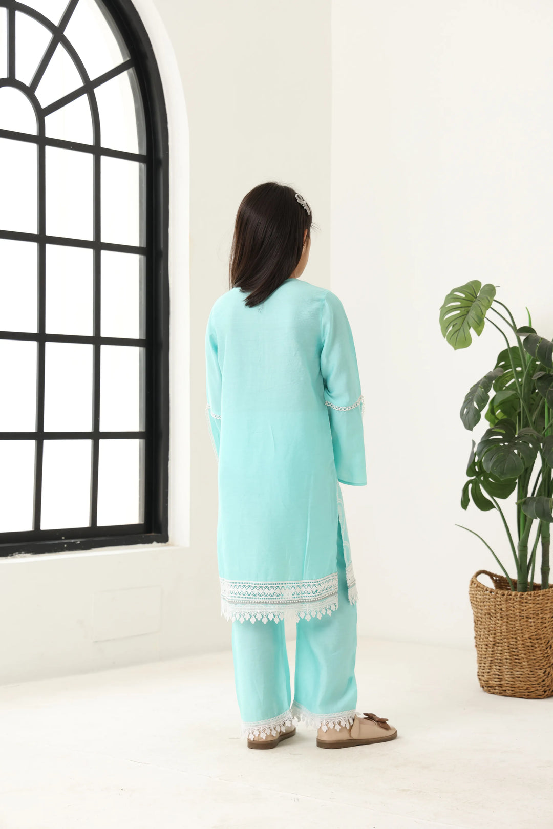 Girls Aqua Long Sleeve Kids Set