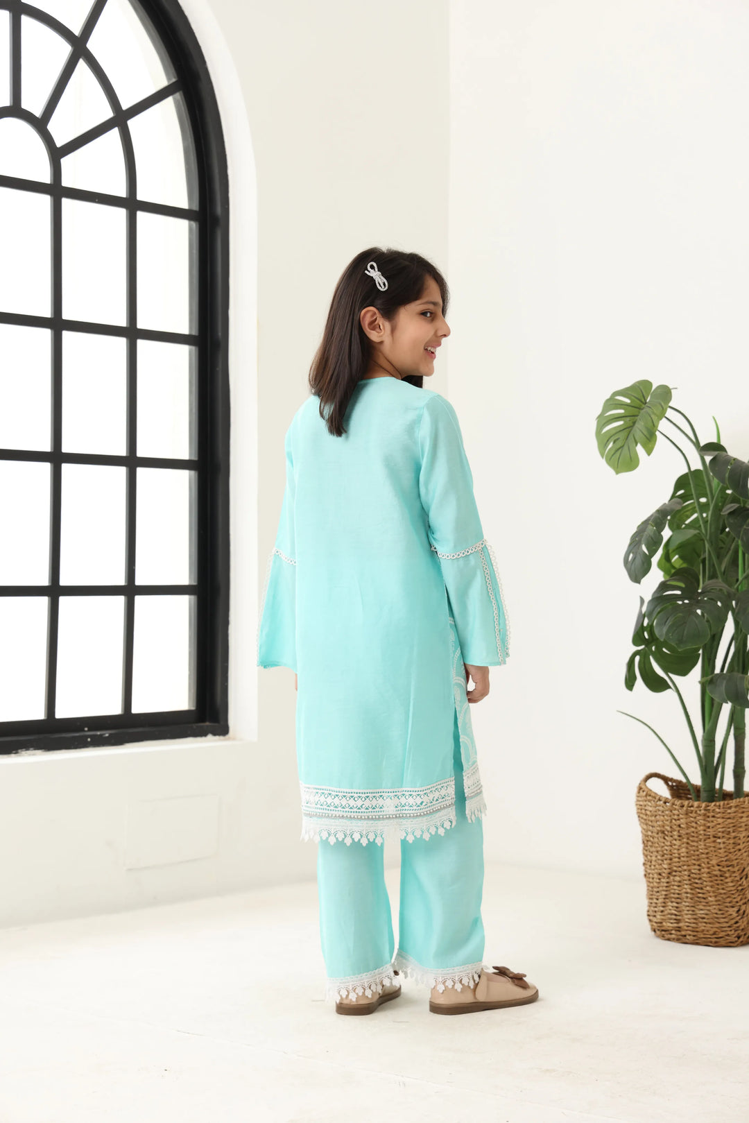 Girls Aqua Long Sleeve Kids Set