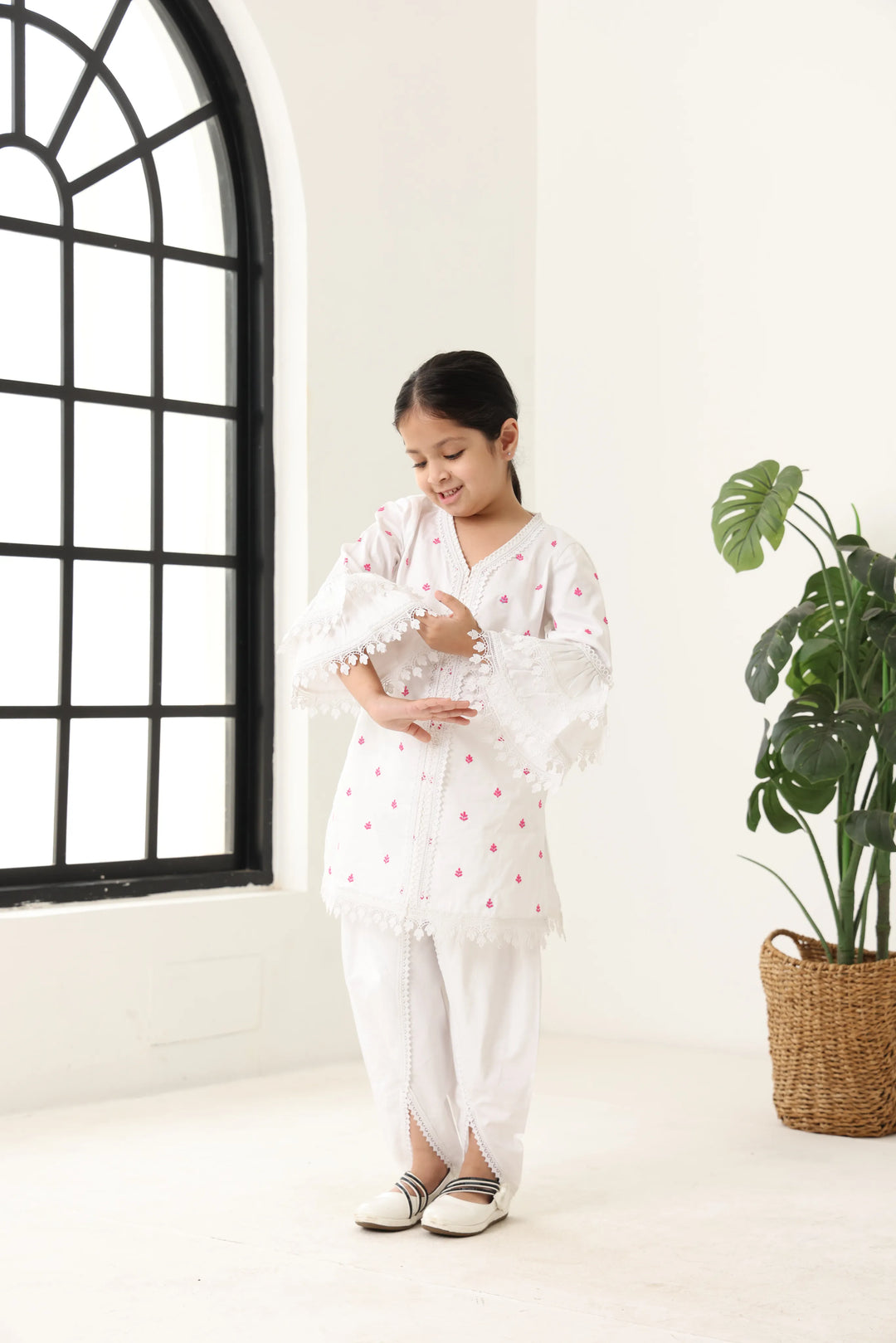 Girls White Long Sleeve Kids Set
