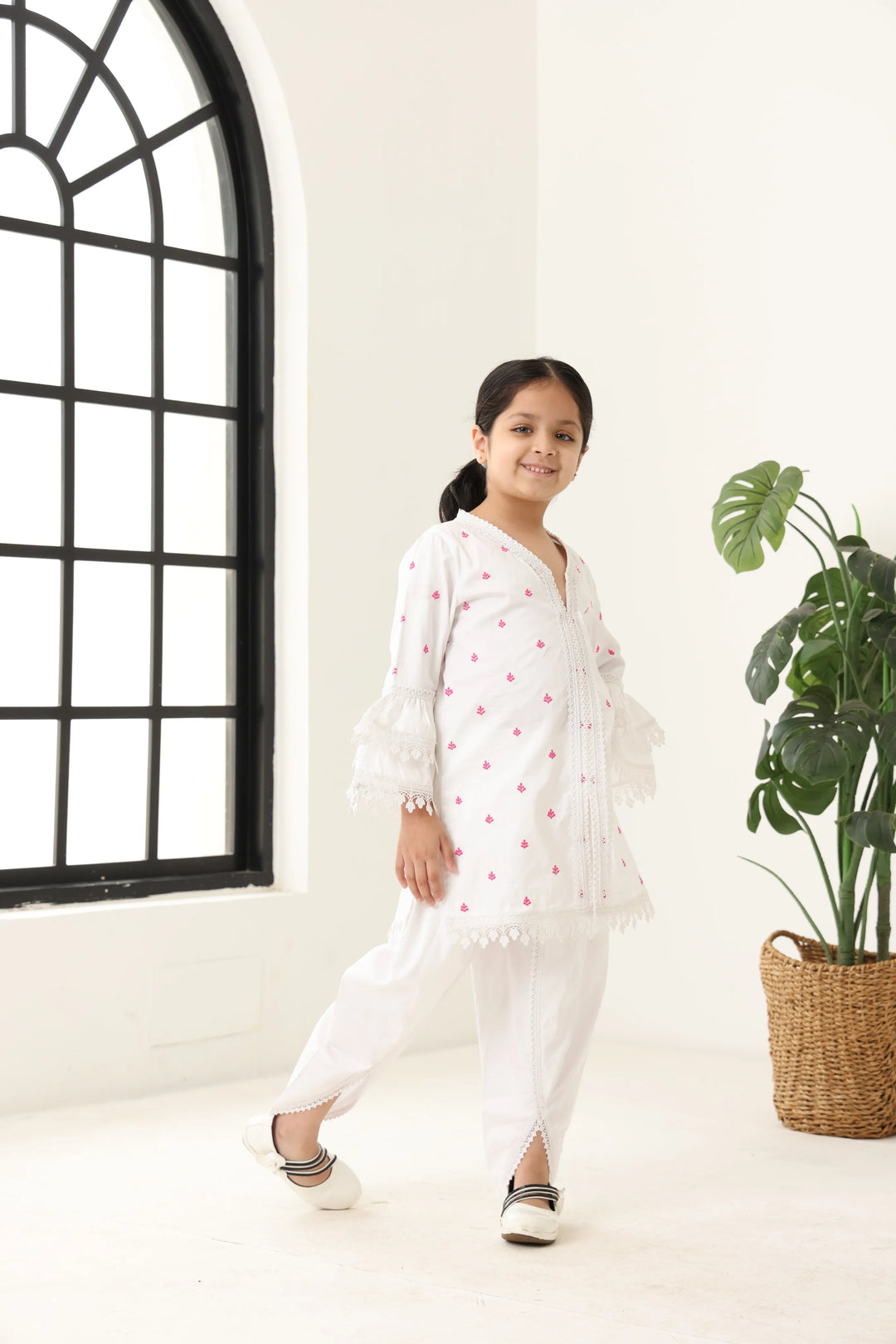 Girls White Long Sleeve Kids Set