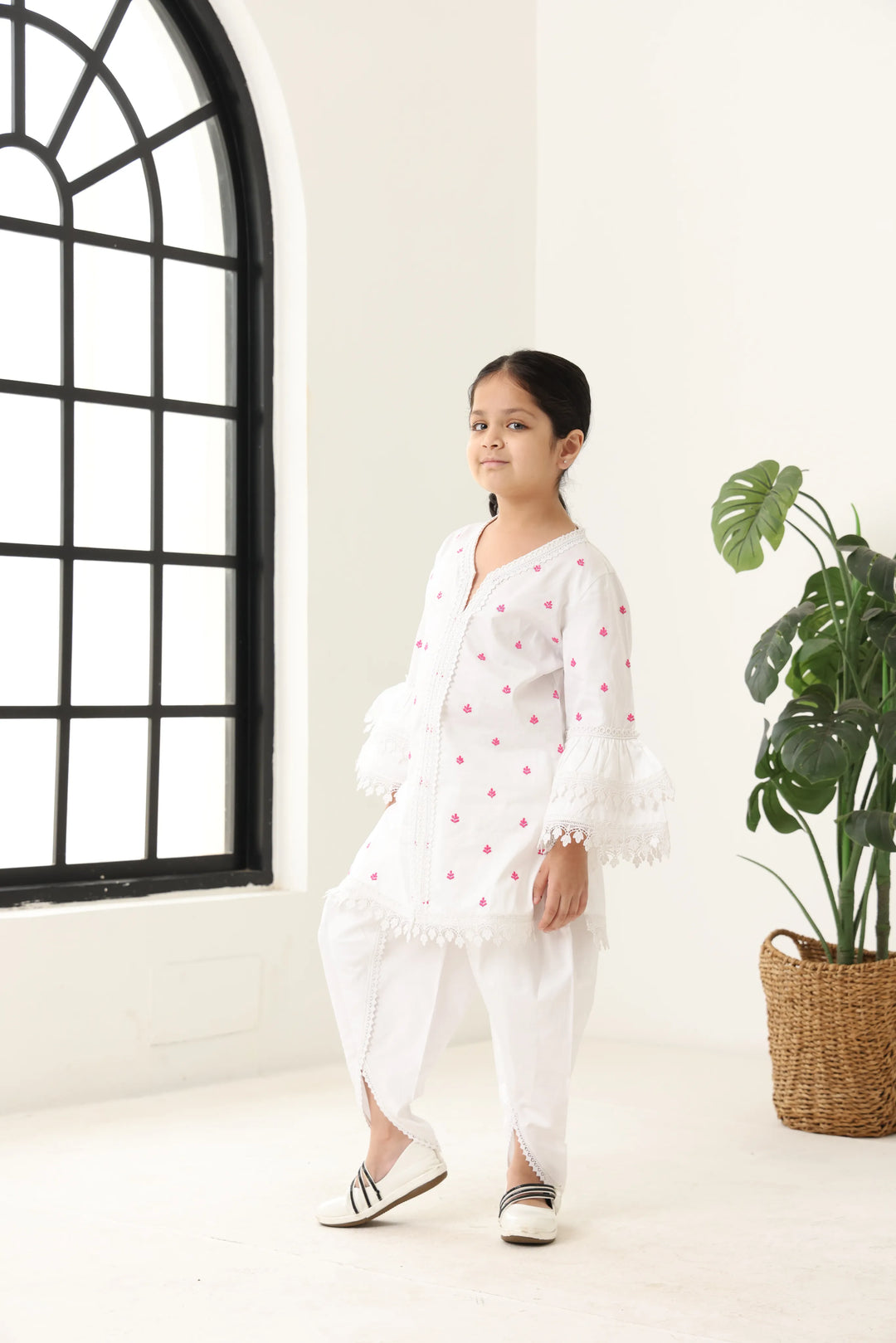 Girls White Long Sleeve Kids Set