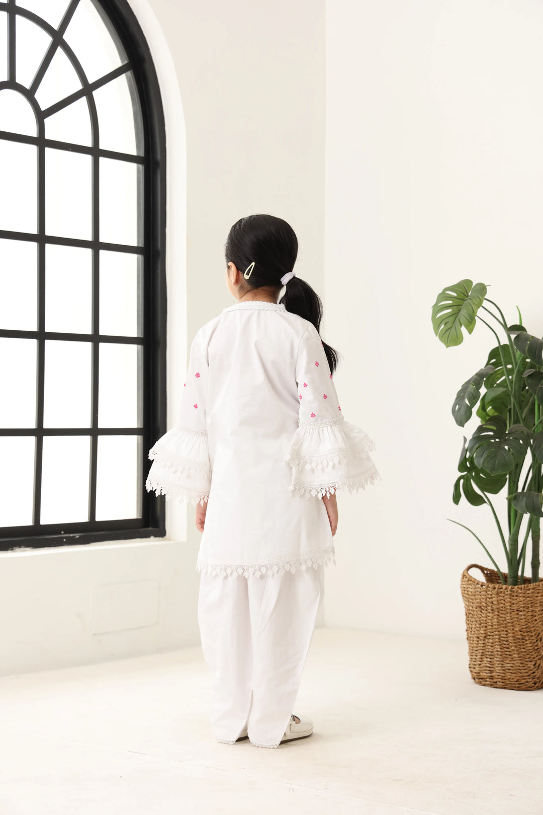 Girls White Long Sleeve Kids Set