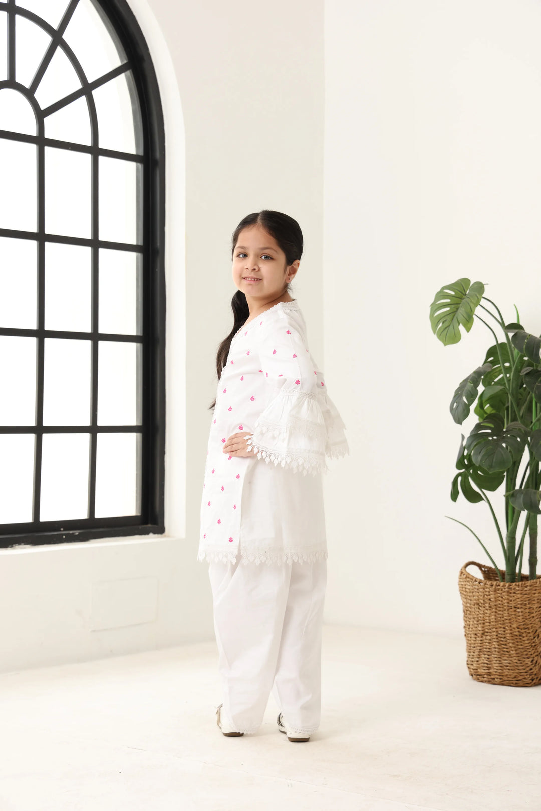 Girls White Long Sleeve Kids Set