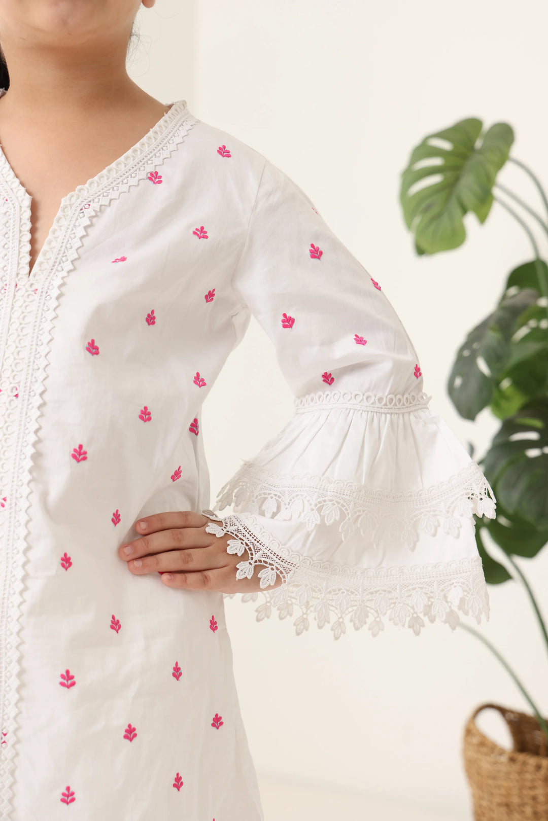 Girls White Long Sleeve Kids Set