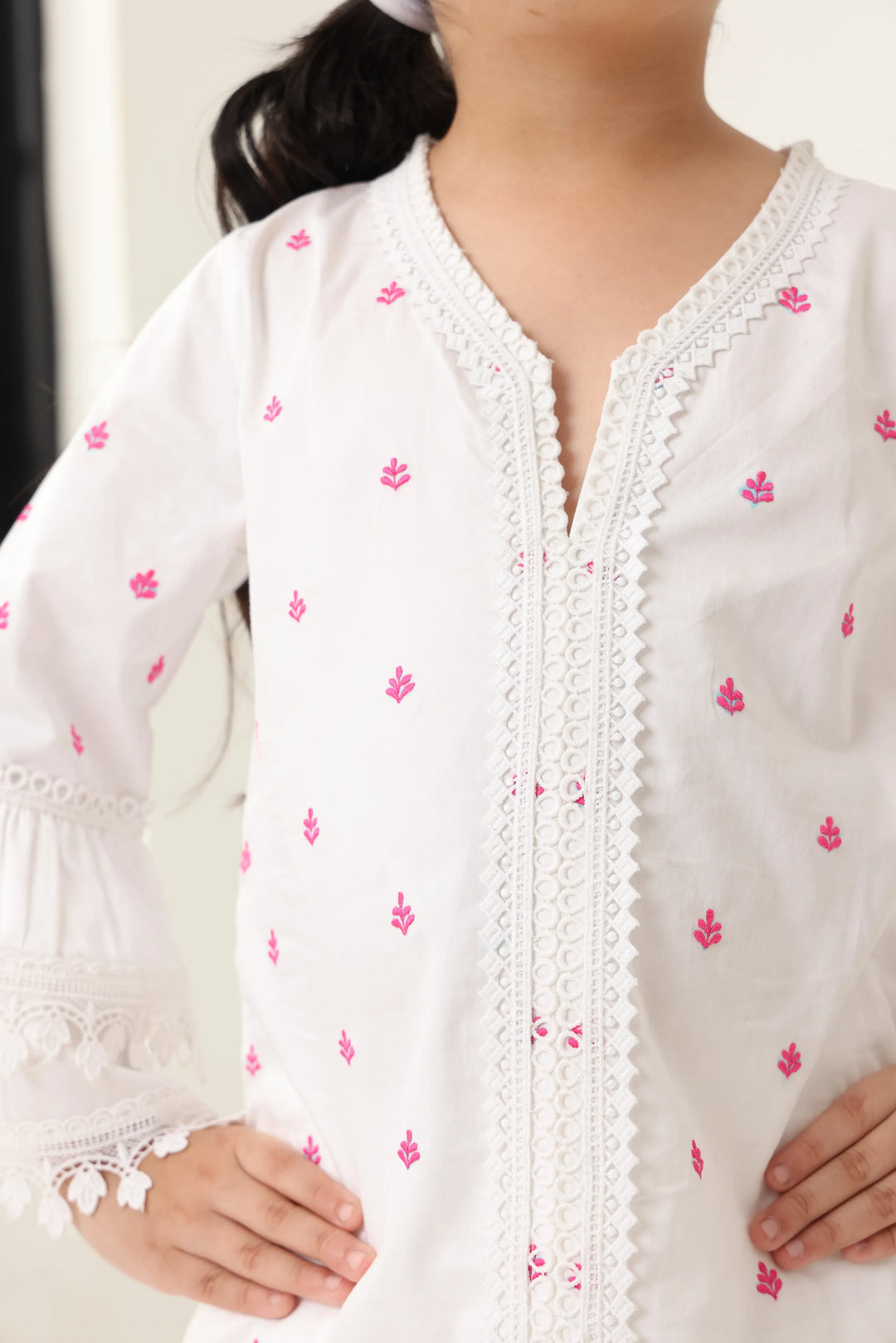 Girls White Long Sleeve Kids Set