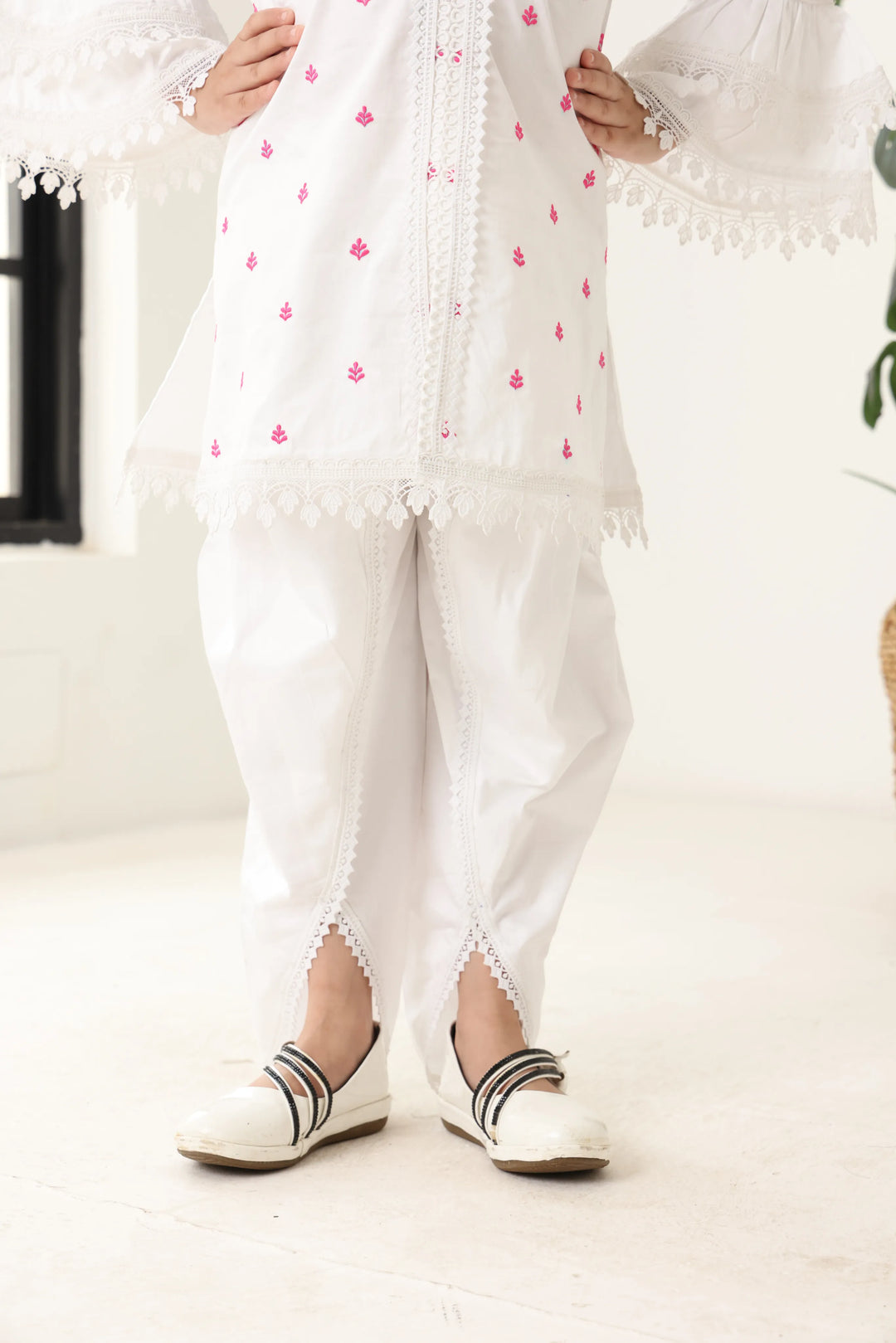 Girls White Long Sleeve Kids Set