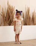 Spunkies Girls White All Over Printed Crew Neck Short Sleeves T-Shirt and Joggers Set