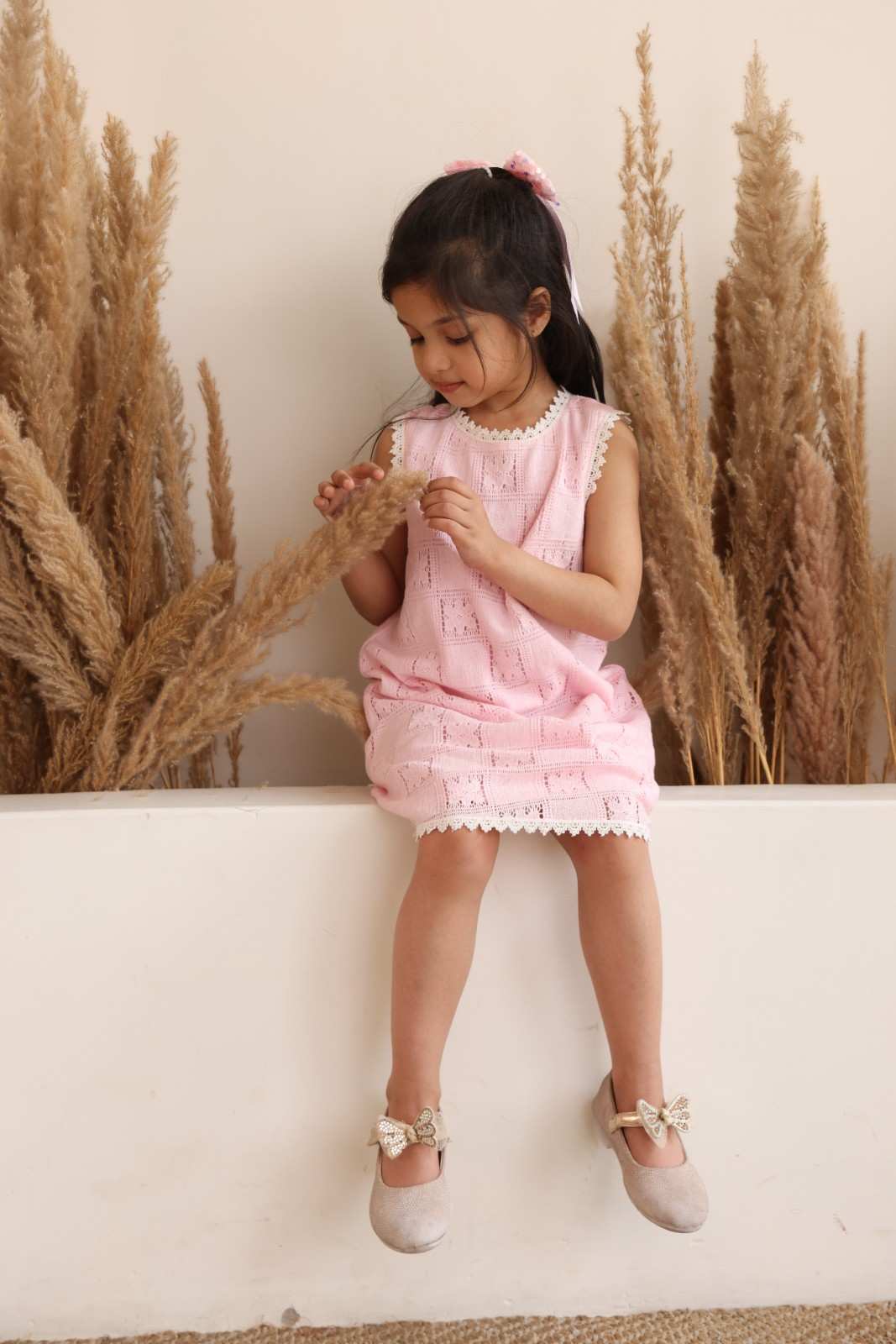Spunkies Multi Girls Solid Round Neck Short Sleeves Fit & Flare Dress