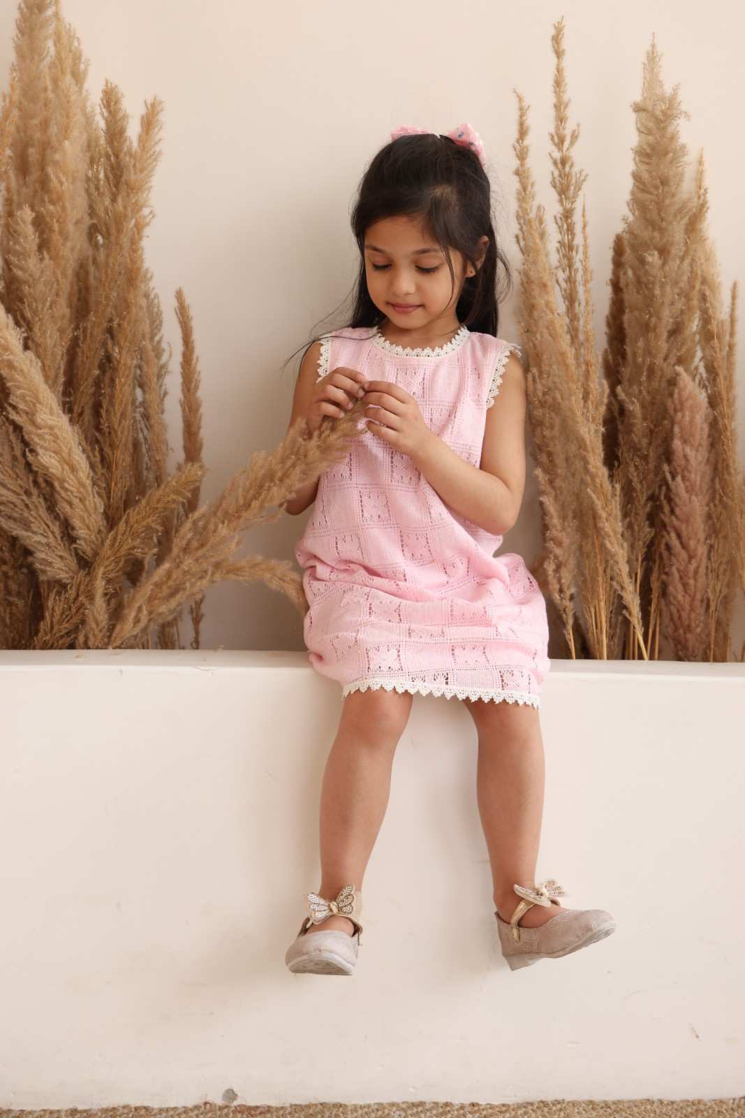 Spunkies Multi Girls Solid Round Neck Short Sleeves Fit & Flare Dress
