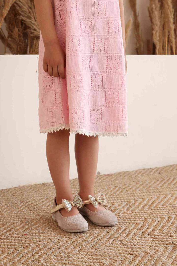 Spunkies Multi Girls Solid Round Neck Short Sleeves Fit & Flare Dress