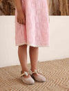 Spunkies Multi Girls Solid Round Neck Short Sleeves Fit & Flare Dress